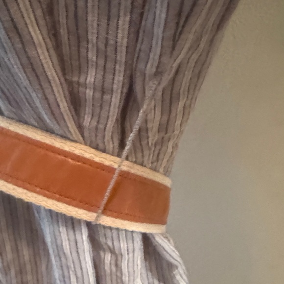 Elizabeth and James Striped Gray Dress with Tan Belt - Picture 6 of 9